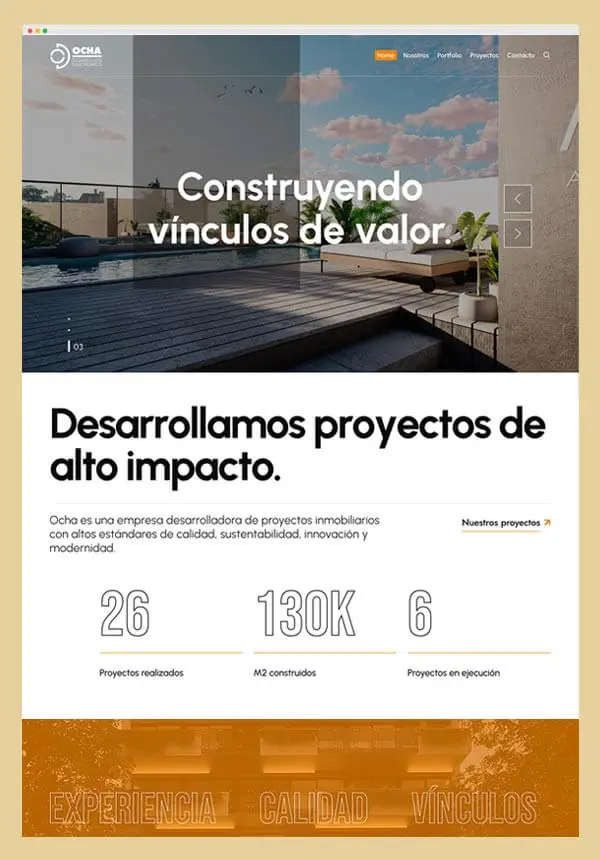 OCHA DESARROLLOS - Diseño completo del Sitio Web, implementación